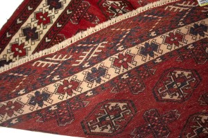 Semi Antique Tribal Red 4X5 Turkoman Persian Rug