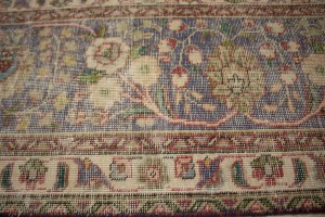 Distressed Purple-navy Antique Floral 9'7X12'6 Tabriz Persian Rug