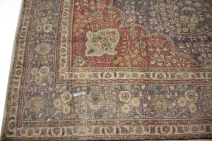 Distressed Purple-navy Antique Floral 9'7X12'6 Tabriz Persian Rug