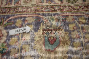 Distressed Purple-navy Antique Floral 9'7X12'6 Tabriz Persian Rug