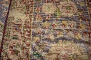 Distressed Purple-navy Antique Floral 9'7X12'6 Tabriz Persian Rug