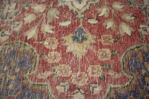 Distressed Purple-navy Antique Floral 9'7X12'6 Tabriz Persian Rug