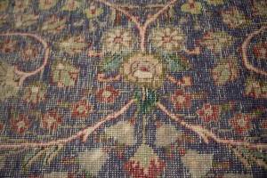 Distressed Purple-navy Antique Floral 9'7X12'6 Tabriz Persian Rug