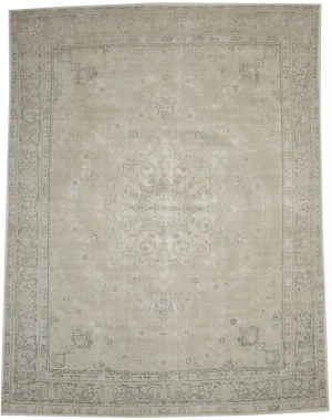 Muted Beige Antique Traditional 9'5X12'5 Tabriz Persian Oriental Rug