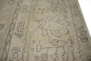 Muted Beige Antique Traditional 9'5X12'5 Tabriz Persian Oriental Rug