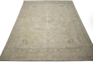 Muted Beige Antique Traditional 9'5X12'5 Tabriz Persian Oriental Rug