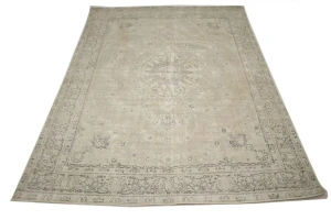 Muted Beige Antique Traditional 9'5X12'5 Tabriz Persian Oriental Rug