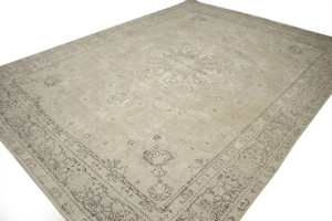Muted Beige Antique Traditional 9'5X12'5 Tabriz Persian Oriental Rug