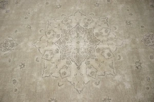 Muted Beige Antique Traditional 9'5X12'5 Tabriz Persian Oriental Rug
