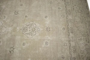 Muted Beige Antique Traditional 9'5X12'5 Tabriz Persian Oriental Rug