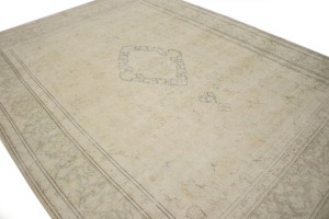 Muted Cream/Beige Antique Traditional 9'5X12'2 Kerman Persian Rug