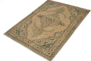 Antique Peach Beige Traditional 3'5X4'6 Tabriz Persian Rug