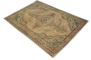 Antique Peach Beige Traditional 3'5X4'6 Tabriz Persian Rug