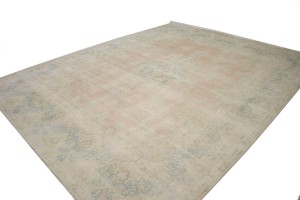 Antique Muted Distressed Traditional 10X13 Kerman Persian Rug