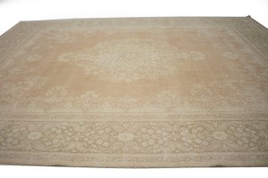 Antique Muted Orange Floral 10X13 Kerman Persian Rug