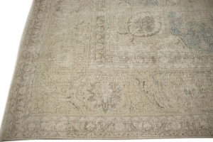 Antique Distressed Beige Traditional 9X13 Tabriz Persian Rug