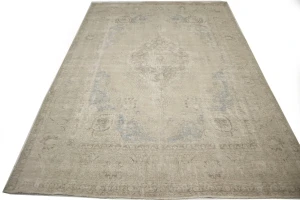 Antique Distressed Beige Traditional 9X13 Tabriz Persian Rug