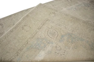 Antique Distressed Beige Traditional 9X13 Tabriz Persian Rug