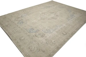 Antique Distressed Beige Traditional 9X13 Tabriz Persian Rug