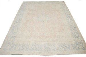 Antique Muted Distressed Floral 10X13 Kerman Persian Rug