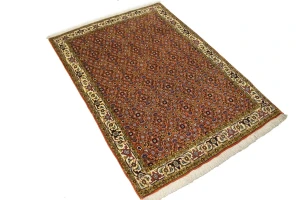 Vintage Orange Floral 4X5 Bidjar Persian Oriental Rug