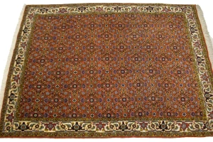 Vintage Orange Floral 4X5 Bidjar Persian Oriental Rug