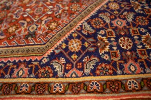 Vintage Rust Orange Floral 4X5 Bidjar Persian Rug
