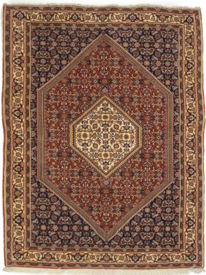 Vintage Rust Orange Floral 4X5 Bidjar Persian Rug