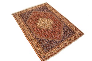 Vintage Rust Orange Floral 4X5 Bidjar Persian Rug