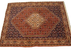 Vintage Rust Orange Floral 4X5 Bidjar Persian Rug