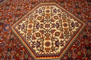 Vintage Rust Orange Floral 4X5 Bidjar Persian Rug