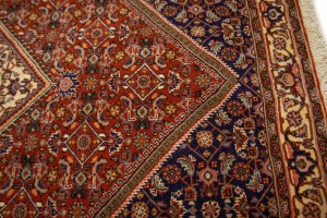 Vintage Rust Orange Floral 4X5 Bidjar Persian Rug