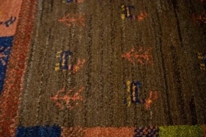 Brown Vintage Tribal 3'4X4'8 Gabbeh Persian Oriental Rug