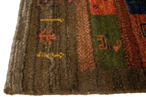 Brown Vintage Tribal 3'4X4'8 Gabbeh Persian Oriental Rug