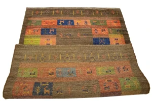 Brown Vintage Tribal 3'4X4'8 Gabbeh Persian Oriental Rug