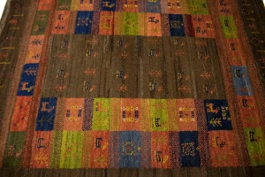 Brown Vintage Tribal 3'4X4'8 Gabbeh Persian Oriental Rug