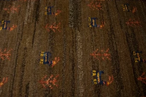 Brown Vintage Tribal 3'4X4'8 Gabbeh Persian Oriental Rug