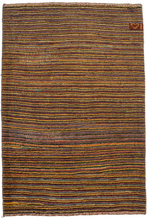 Vintage Multicolored Stripes Tribal 3X4 Gabbeh Persian Rug