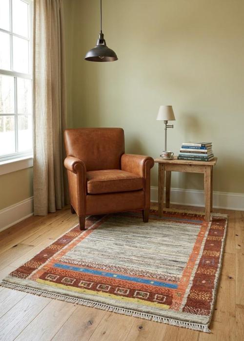 Vintage Tribal Bordered 3X4 Gabbeh Persian Rug
