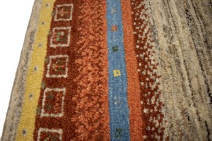 Vintage Tribal Bordered 3X4 Gabbeh Persian Rug