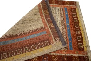 Vintage Tribal Bordered 3X4 Gabbeh Persian Rug