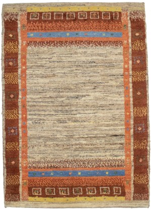 Vintage Tribal Bordered 3X4 Gabbeh Persian Rug