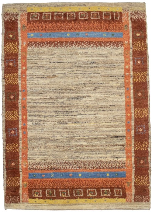 Vintage Tribal Bordered 3X4 Gabbeh Persian Rug