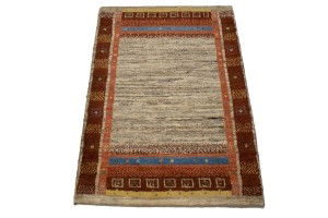 Vintage Tribal Bordered 3X4 Gabbeh Persian Rug