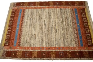 Vintage Tribal Bordered 3X4 Gabbeh Persian Rug