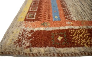 Vintage Tribal Bordered 3X4 Gabbeh Persian Rug
