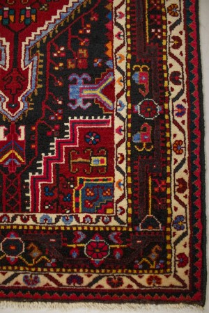 Vintage Geometric Red 3X6 Hamedan Persian Rug