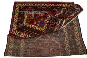 Vintage Geometric Red 3X6 Hamedan Persian Rug
