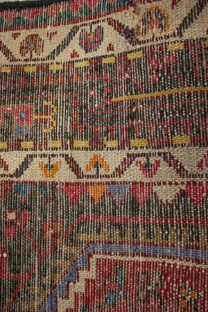 Vintage Geometric Red 3X6 Hamedan Persian Rug