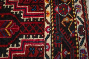 Vintage Geometric Red 3X6 Hamedan Persian Rug